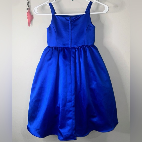 DAVID BRIDAL LITTLE GIRLS ROYAL BLUE SATIN FORMAL DRESS - Picture 4 of 7